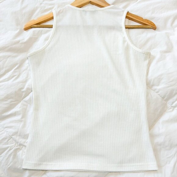 SHEIN White Ribbed Tank Top Women’s Small Sleeveless Stretch Basic Shirt - Picture 4 of 4